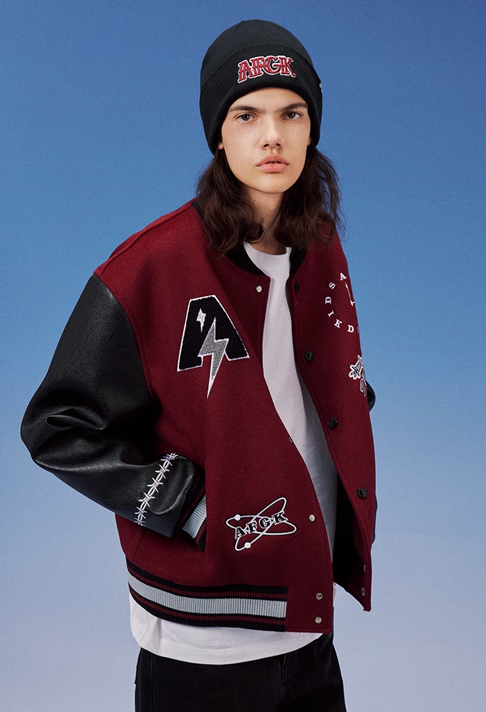 AFGK Smoking Imp Leather Varsity Jacket