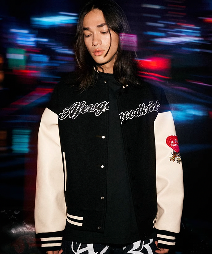 AFGK Angel Leather Varsity Jacket