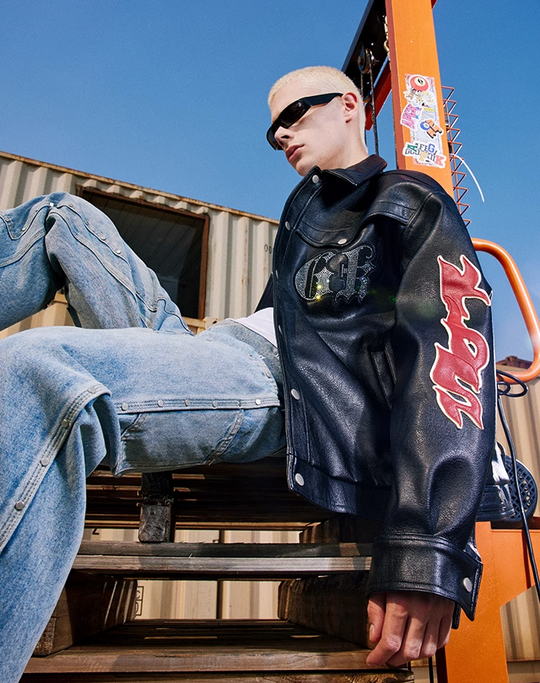 AFGK Rhinestone All Leather Jacket