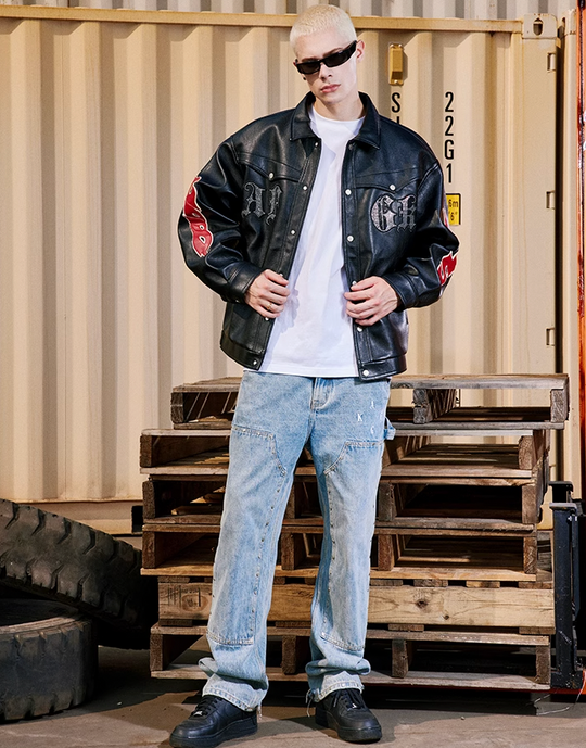 AFGK Rhinestone All Leather Jacket