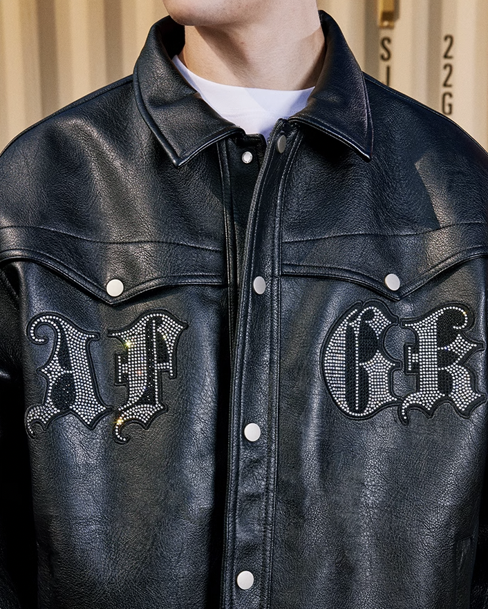 AFGK Rhinestone All Leather Jacket