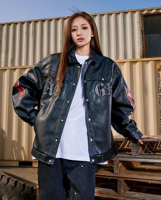 AFGK Rhinestone All Leather Jacket