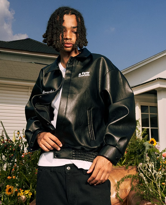 AFGK Basic Logo All Leather Jacket