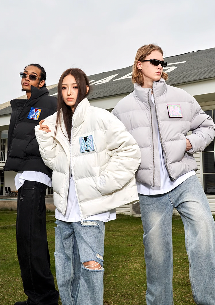 AFGK Embroidered Velcro Logo Puffer Jacket