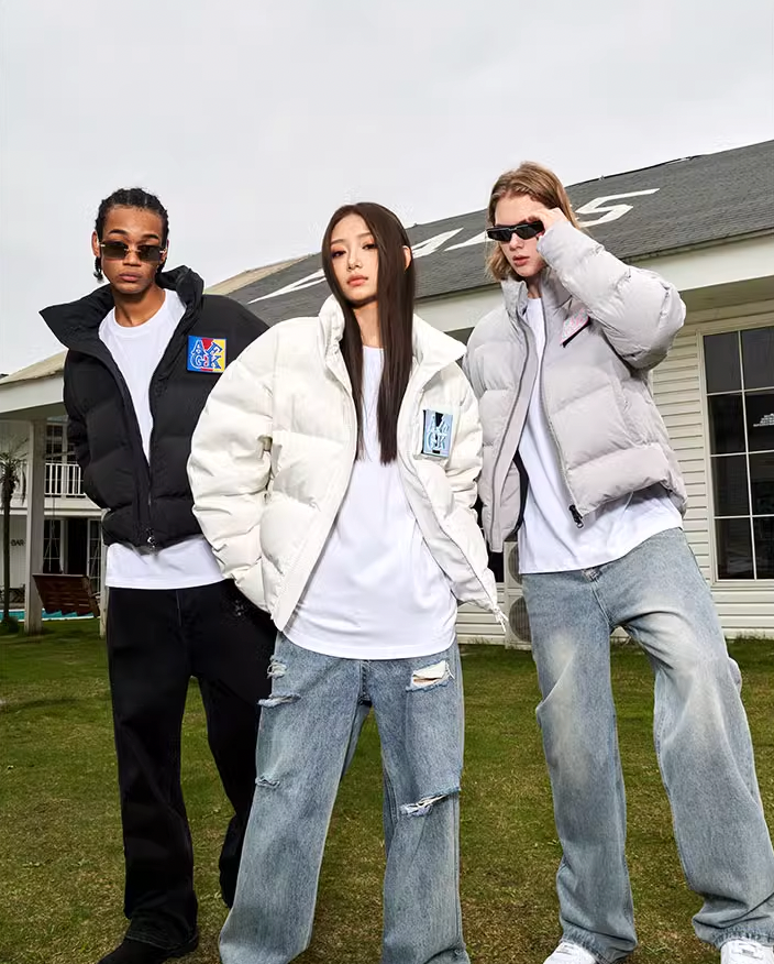 AFGK Embroidered Velcro Logo Puffer Jacket