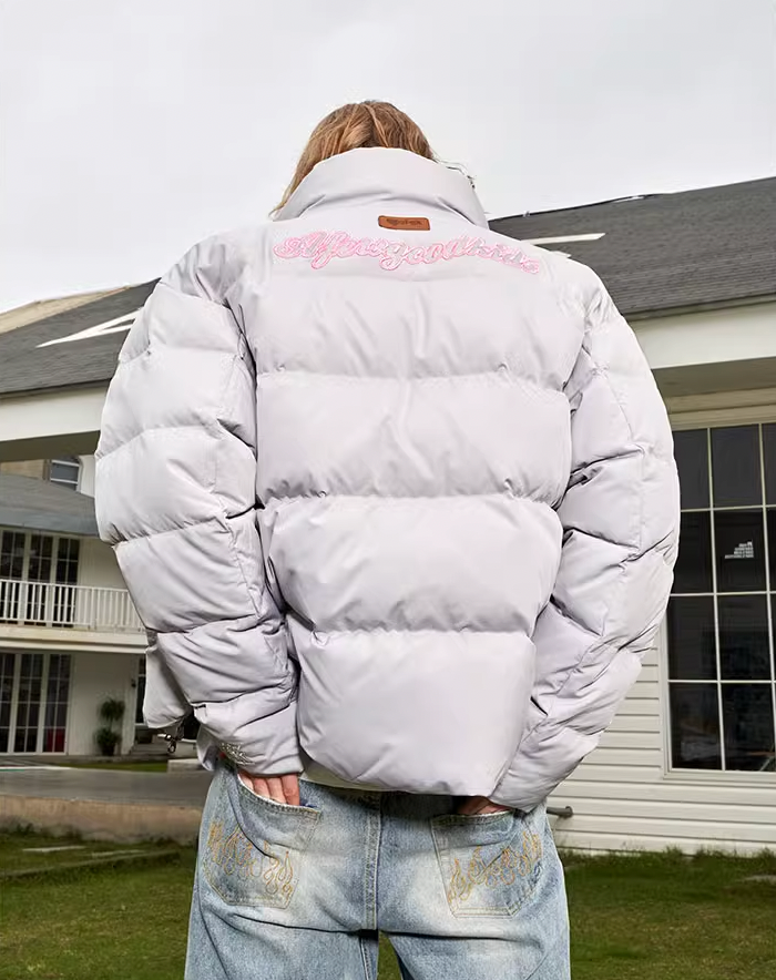 AFGK Embroidered Velcro Logo Puffer Jacket