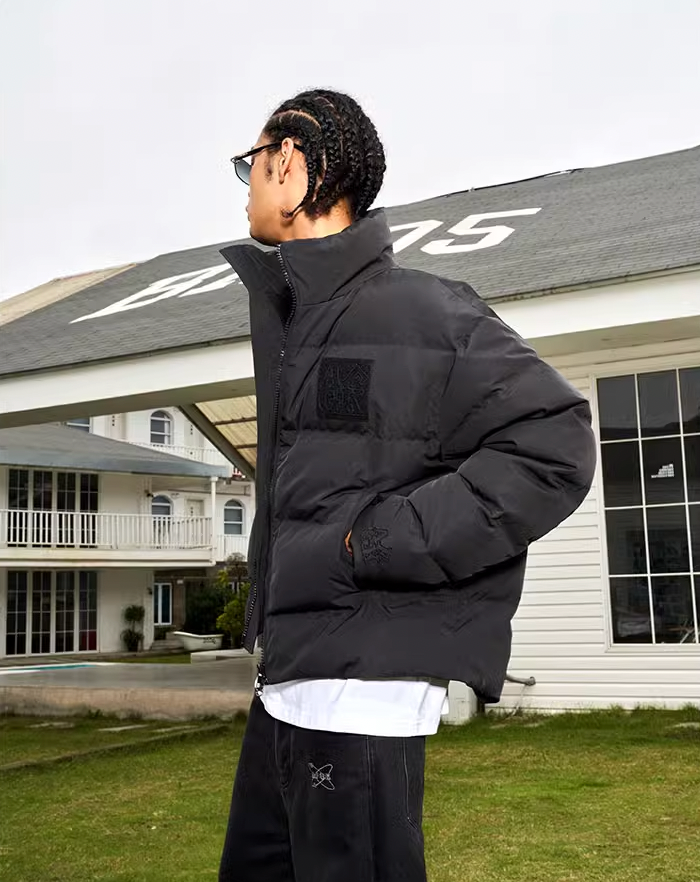 AFGK Embroidered Velcro Logo Puffer Jacket