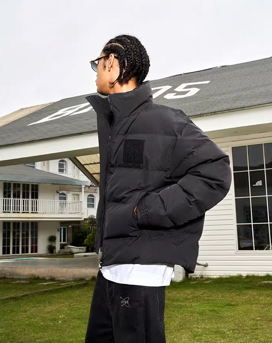 AFGK Embroidered Velcro Logo Puffer Jacket