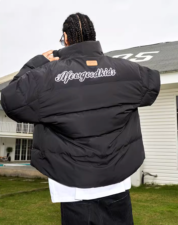 AFGK Embroidered Velcro Logo Puffer Jacket