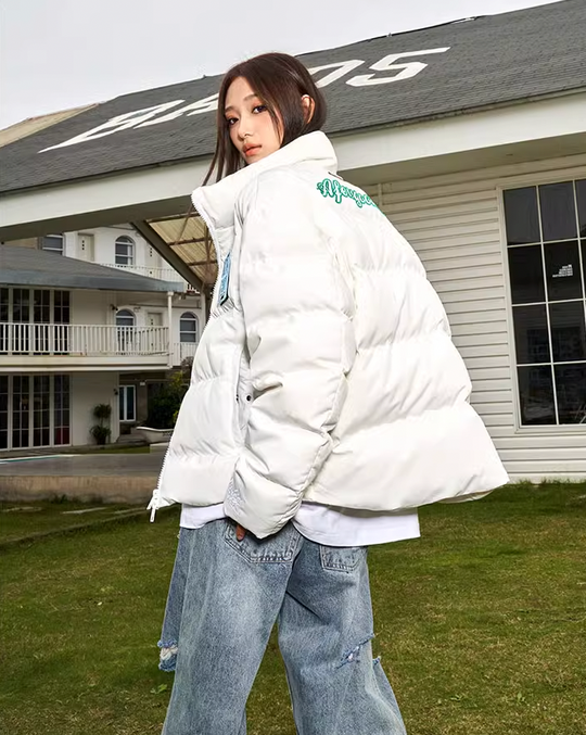 AFGK Embroidered Velcro Logo Puffer Jacket