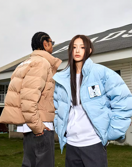 AFGK Embroidered Velcro Logo Puffer Jacket