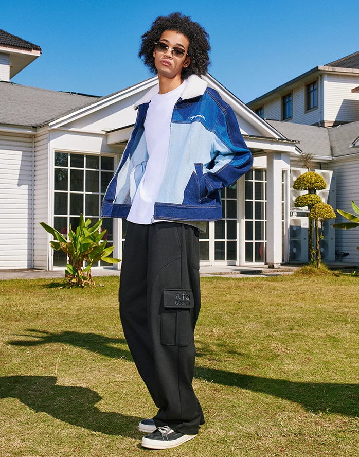 AFGK Patchwork Color Blocking Denim Jacket