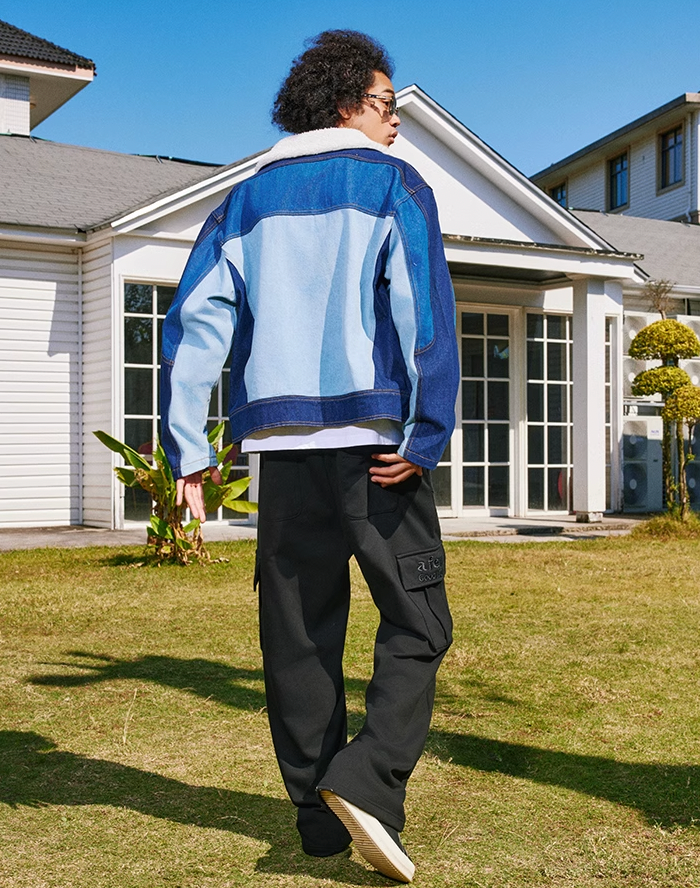 AFGK Patchwork Color Blocking Denim Jacket