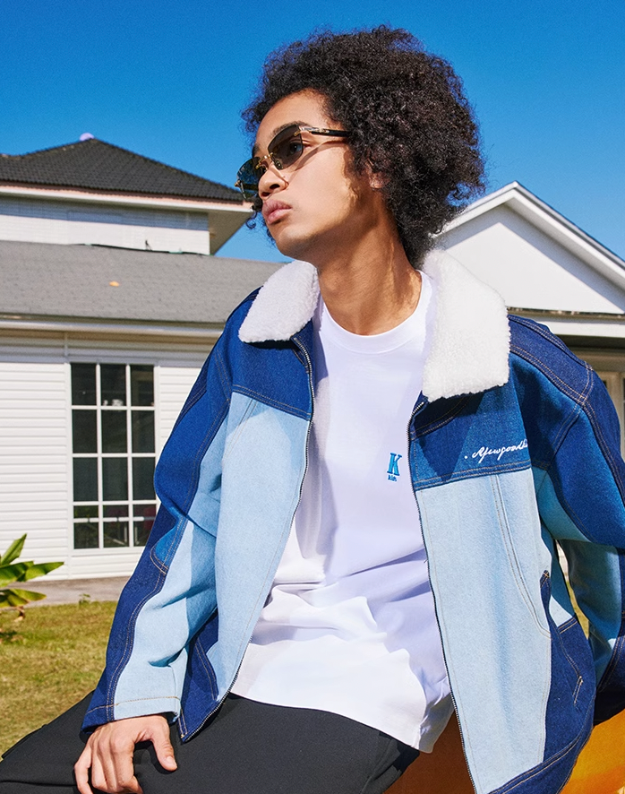 AFGK Patchwork Color Blocking Denim Jacket