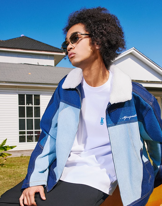 AFGK Patchwork Color Blocking Denim Jacket