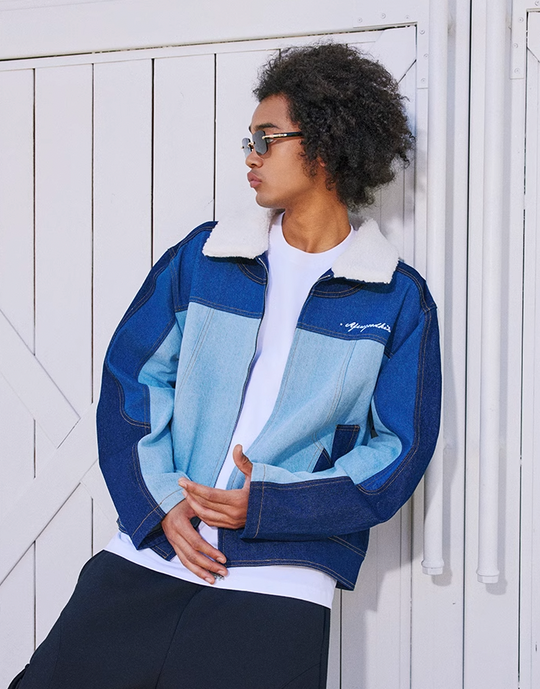 AFGK Patchwork Color Blocking Denim Jacket