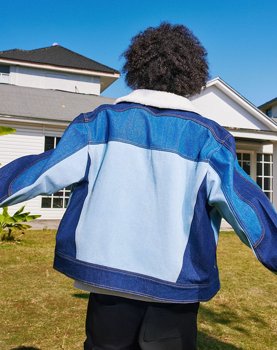 AFGK Patchwork Color Blocking Denim Jacket