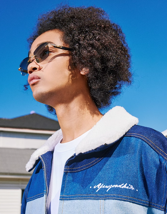 AFGK Patchwork Color Blocking Denim Jacket