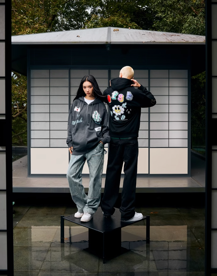 AFGK Graffiti Embroidery Zipper Hoodie