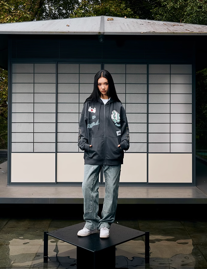 AFGK Graffiti Embroidery Zipper Hoodie