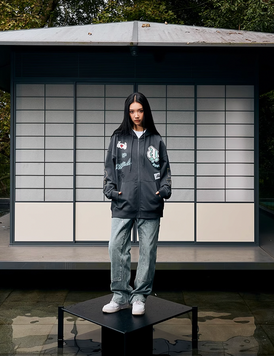 AFGK Graffiti Embroidery Zipper Hoodie