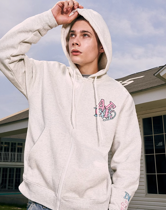 AFGK BAD Logo Embroidered Zipper Hoodie