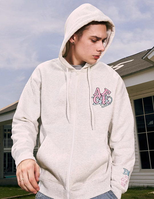 AFGK BAD Logo Embroidered Zipper Hoodie