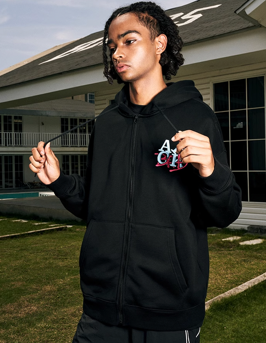 AFGK BAD Logo Embroidered Zipper Hoodie