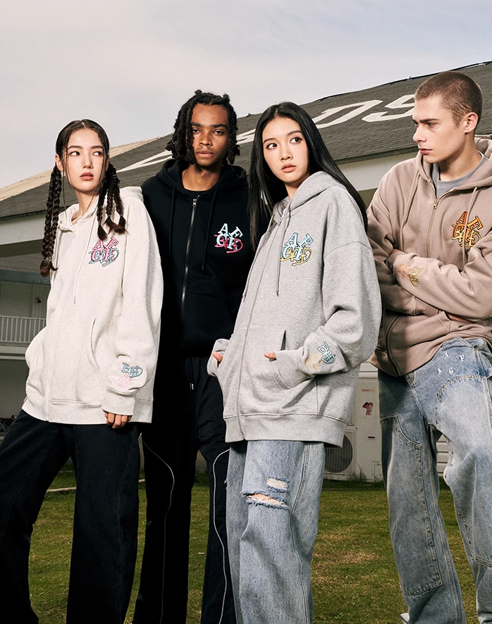 AFGK BAD Logo Embroidered Zipper Hoodie