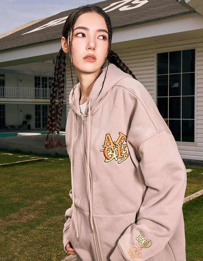 AFGK BAD Logo Embroidered Zipper Hoodie
