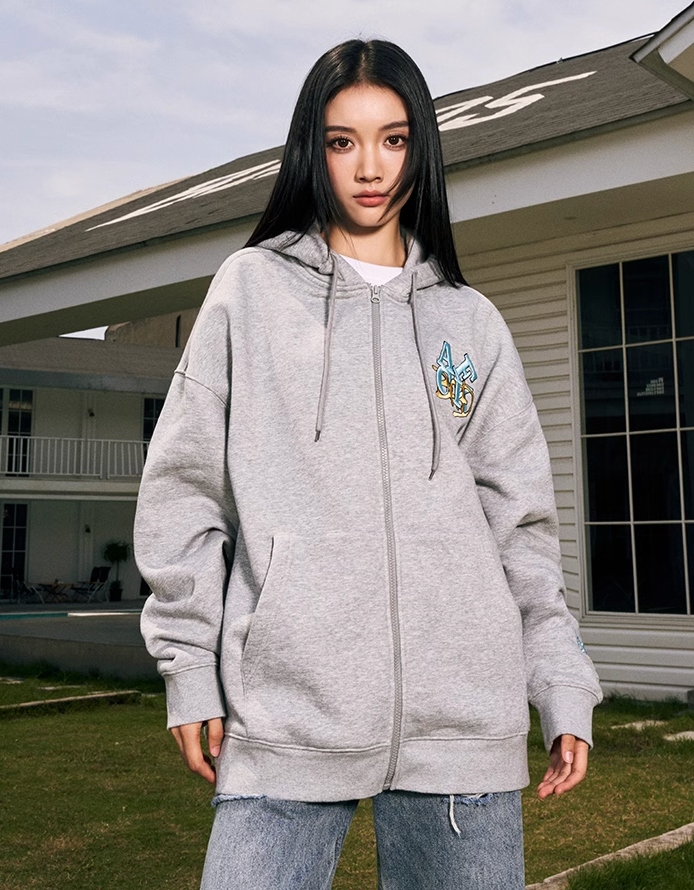AFGK BAD Logo Embroidered Zipper Hoodie