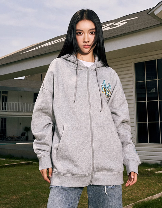 AFGK BAD Logo Embroidered Zipper Hoodie