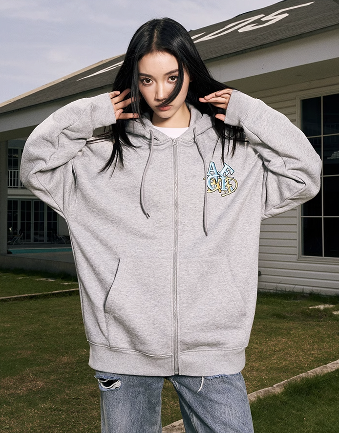 AFGK BAD Logo Embroidered Zipper Hoodie