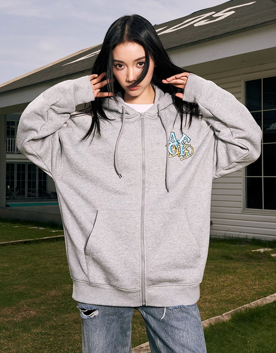 AFGK BAD Logo Embroidered Zipper Hoodie
