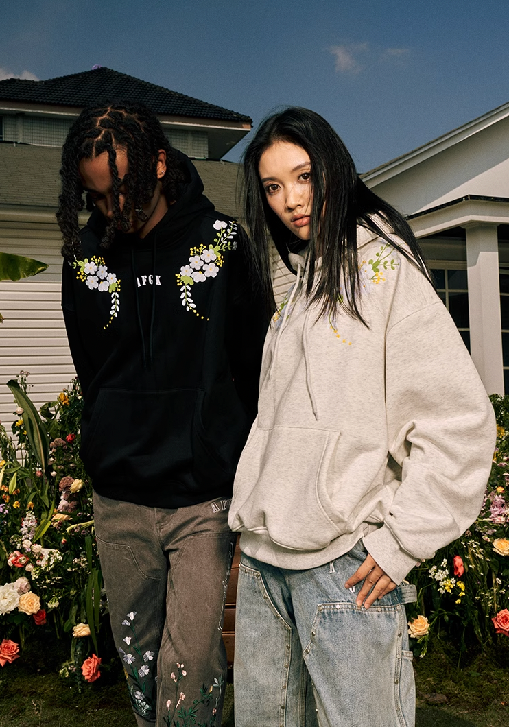 AFGK Daisy 3D Embroidery Printed Hoodie