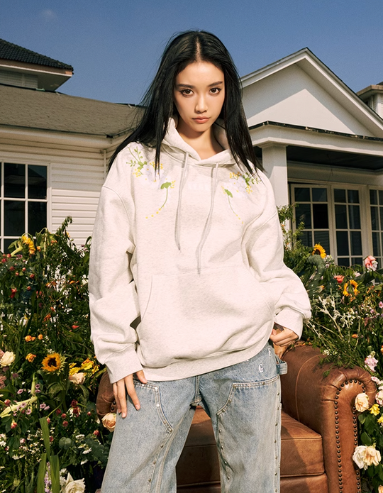 AFGK Daisy 3D Embroidery Printed Hoodie
