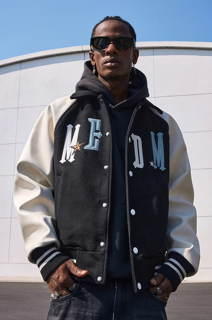 MEDM Stars Patchwork Varsity Jacket
