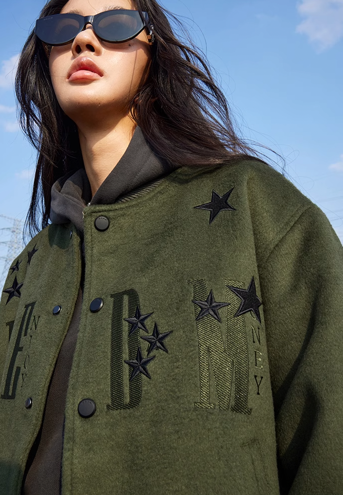MEDM Logo Star Patchwork Varsity Jacket