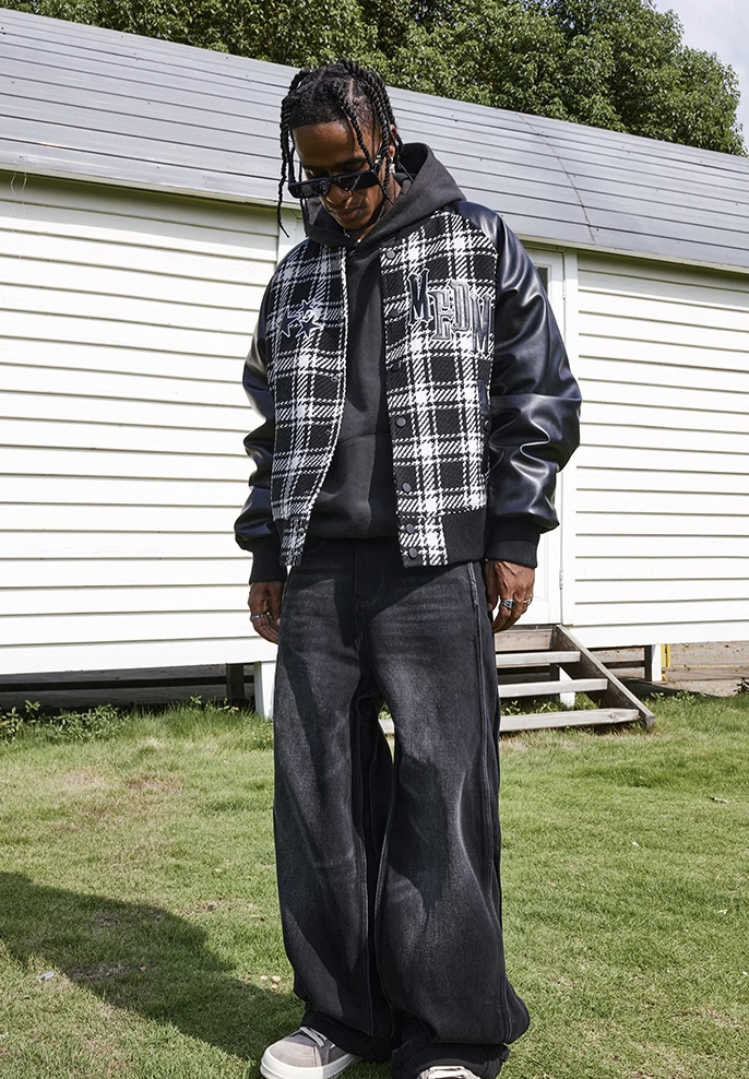 MEDM Logo Star Plaid Varsity Jacket