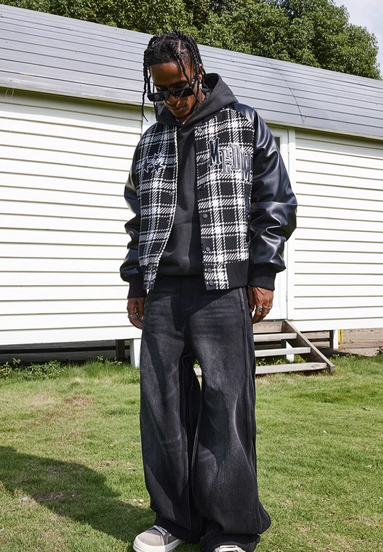 MEDM Logo Star Plaid Varsity Jacket