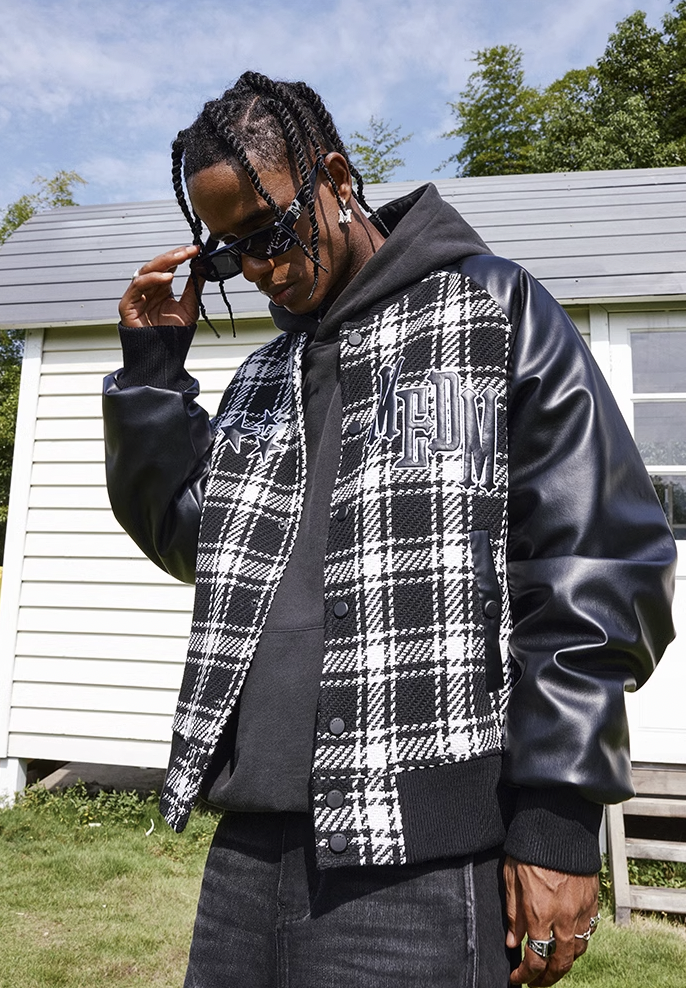 MEDM Logo Star Plaid Varsity Jacket