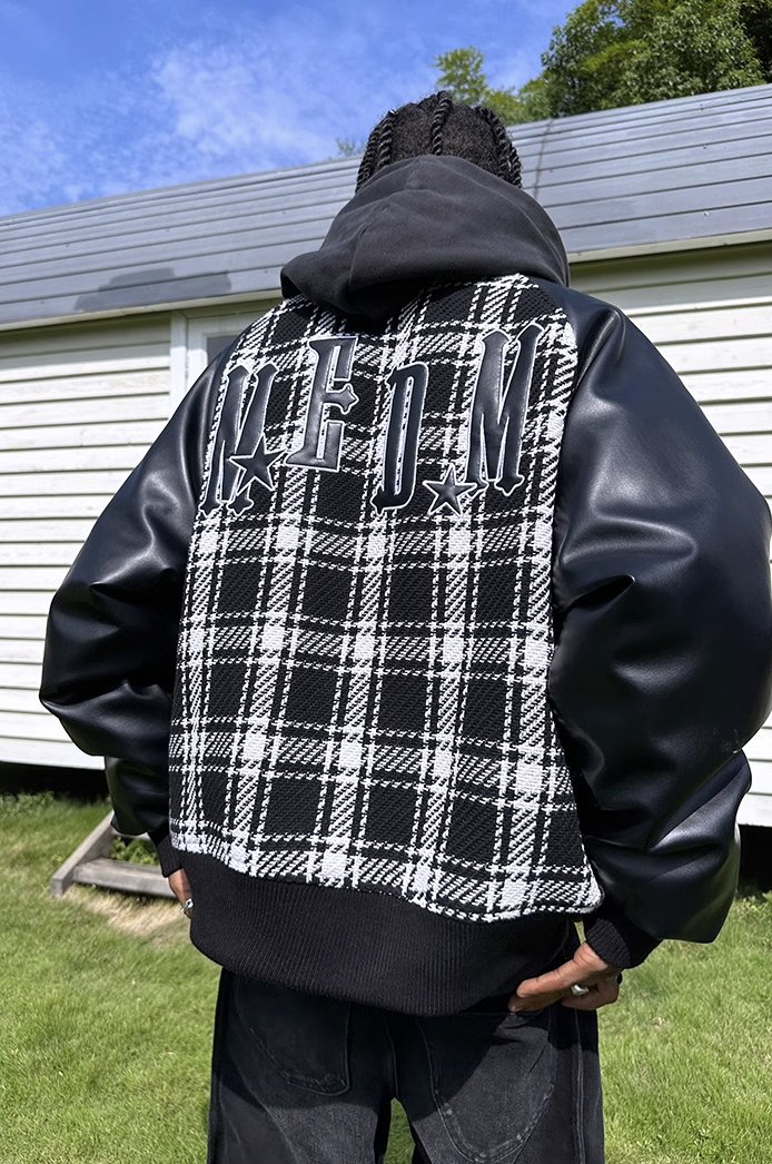 MEDM Logo Star Plaid Varsity Jacket