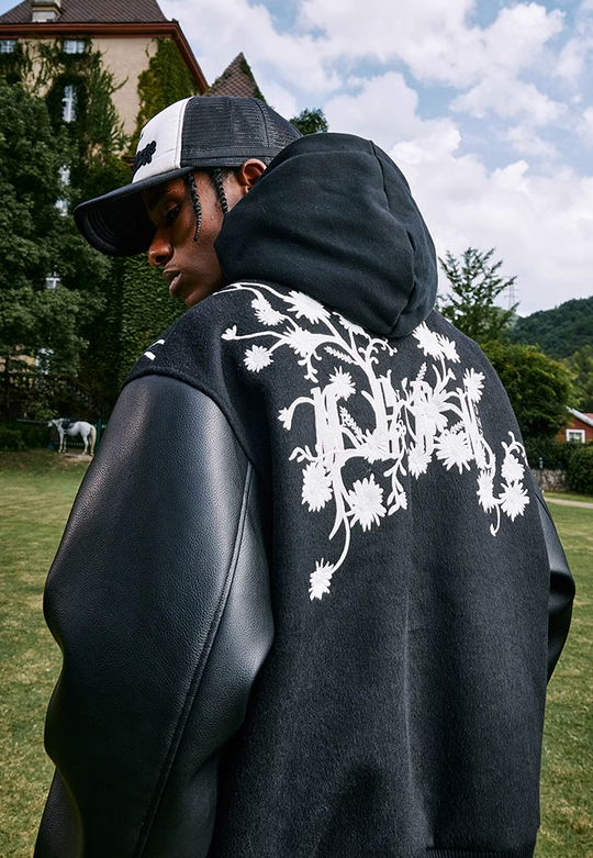 MEDM Daisy Embroidery Varsity Jacket