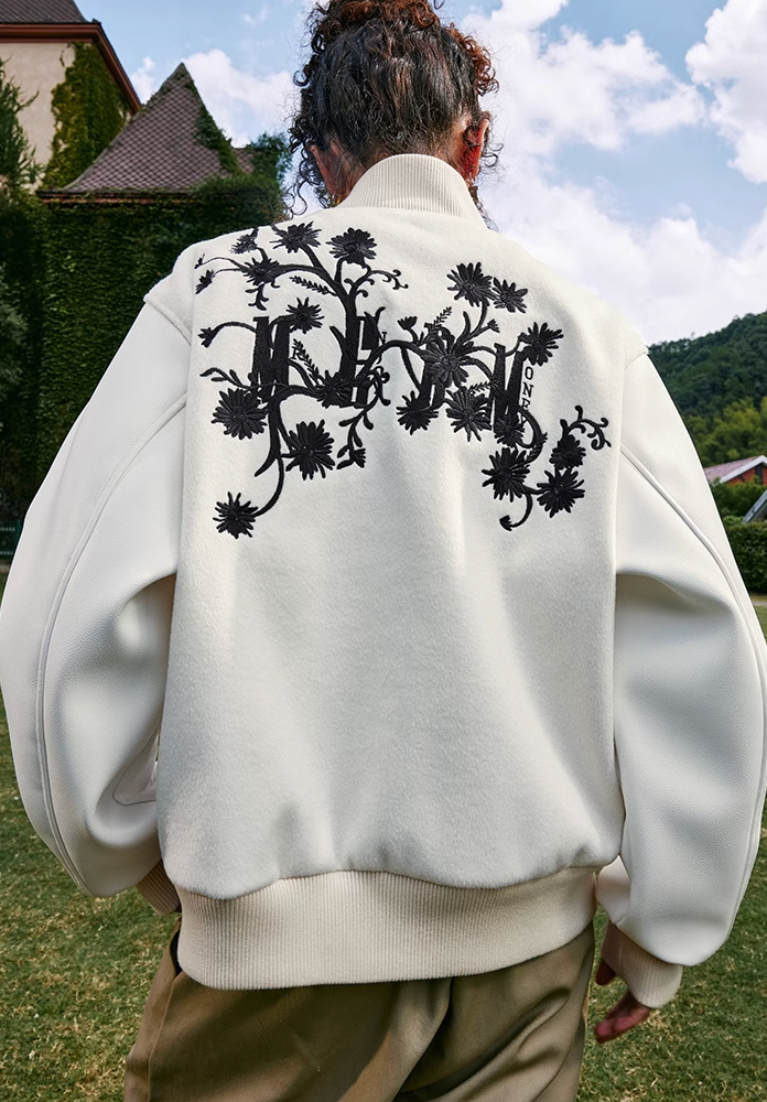 MEDM Daisy Embroidery Varsity Jacket