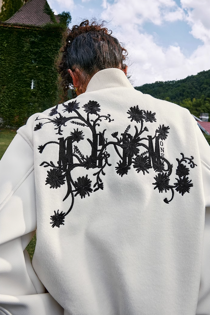 MEDM Daisy Embroidery Varsity Jacket