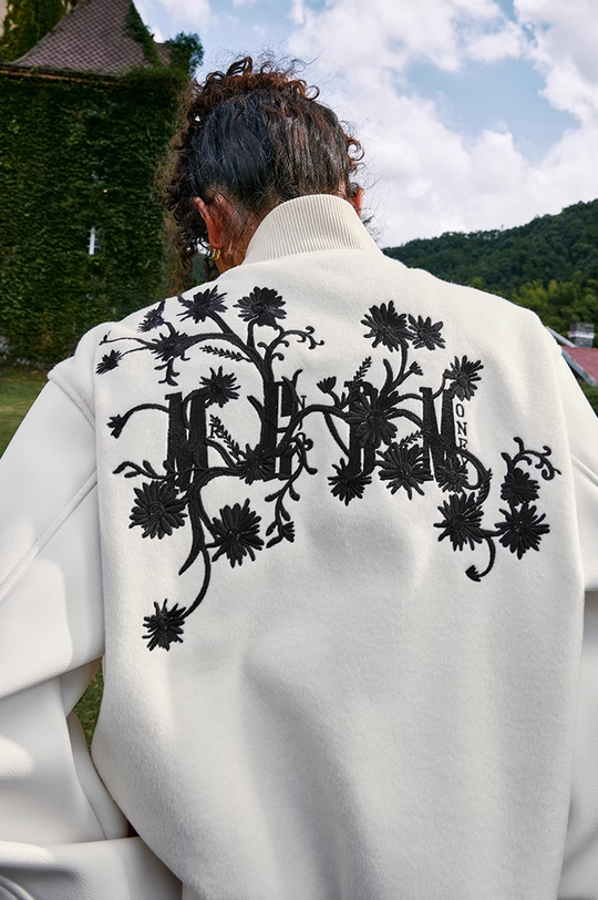 MEDM Daisy Embroidery Varsity Jacket