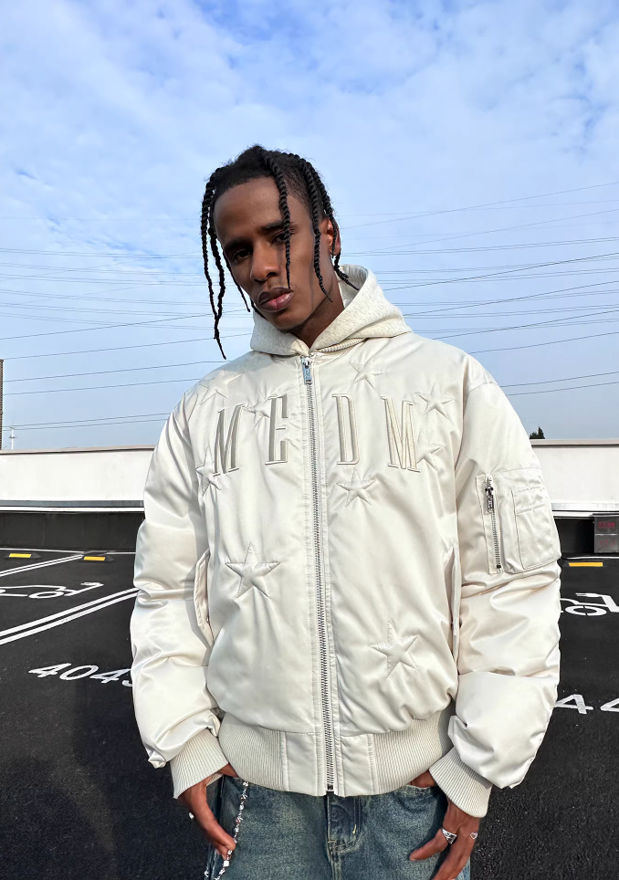 MEDM Stars Nylon Down Bomber Jacket MA1