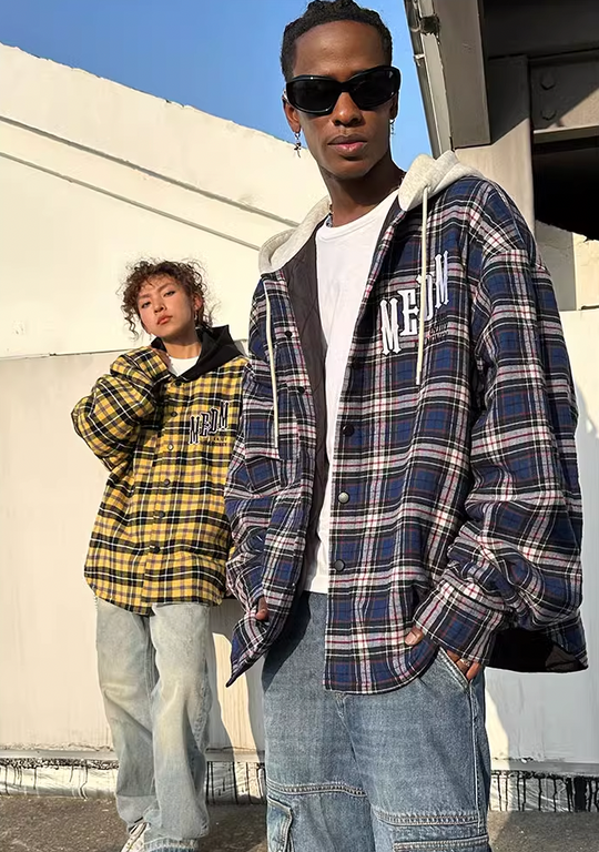 MEDM Plaid Hooded Jacket