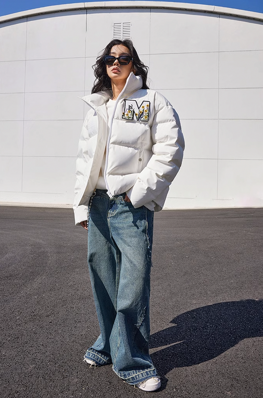 MEDM Floral Velcro Basic Down Jacket