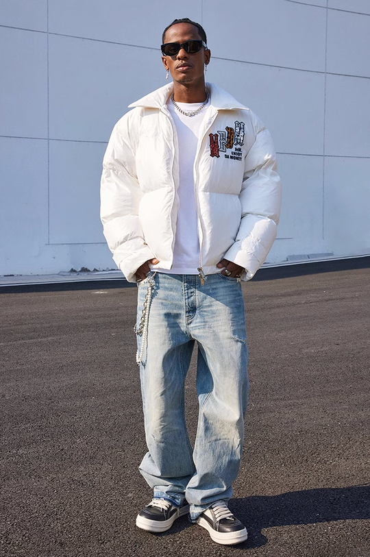 MEDM Multi Patchwork Leather Lapel Down Jacket